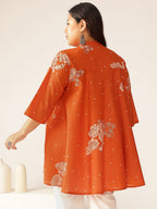 Janasya Dark Cotton Floral A-Line Tunic - Distacart