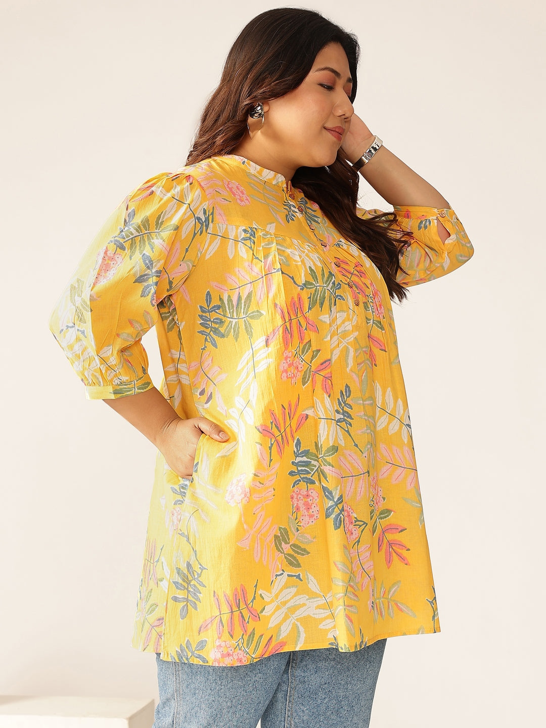Janasya Light Cotton Tropical A-Line Tunic - Distacart