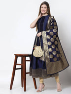 Myshka Blue Color Silk blend Solid Anarkali Gown With Dupatta