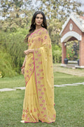 Vamsee Rashmika 2.0 Yellow Georgette Silk Saree