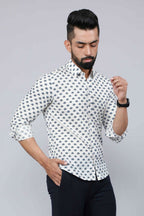 Miravan Men's Grey Floral Print Comfort Cotton Casual Shirt