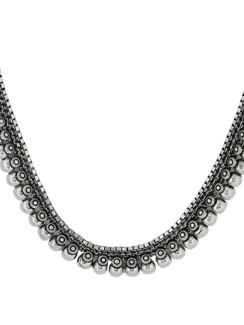 NVR Women Silver-Plated Oxidised Necklace