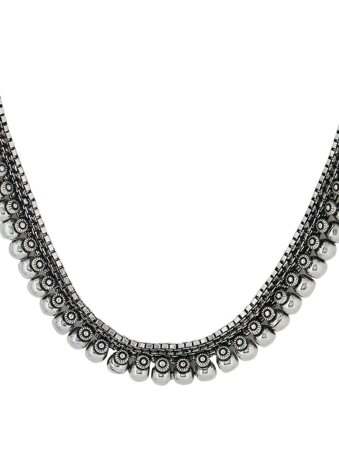 NVR Women Silver-Plated Oxidised Necklace