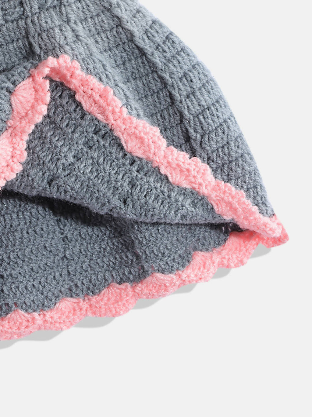 Chutput Kids Woollen Hand Knitted Sleeveless Bow Detail Dress For Baby Girls - Grey