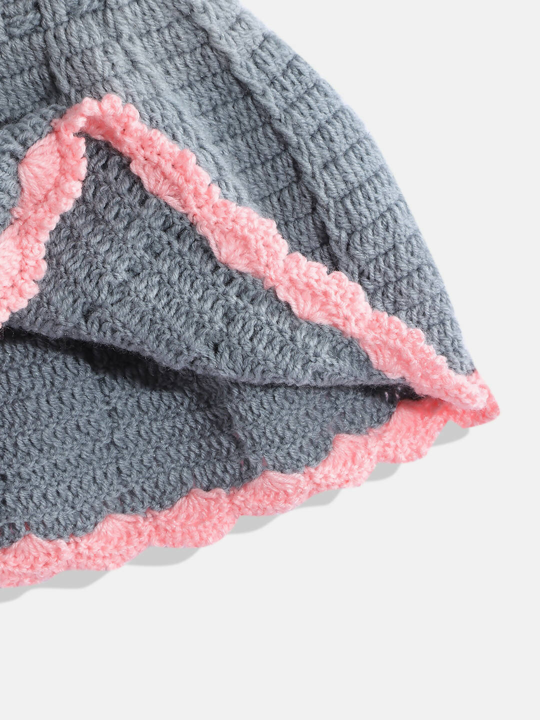 Chutput Kids Woollen Hand Knitted Sleeveless Bow Detail Dress For Baby Girls - Grey