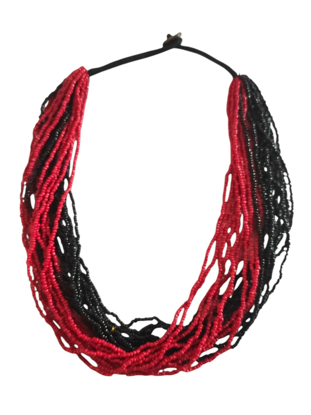 Inhanns Handmade Beaded Multilayer Necklace, 20 Layers - Black & Red