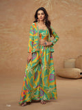 Anaita Parrot Green Real Chinon Stitched 3 Piece Suit with Printed & Embroidery hand work - Distacart