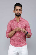 Miravan Men's Cotton Pink Floral Printed Shirt