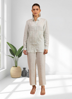 Joban Fashion Powder Blue Linen Embroidered Readymade Cord Set - Distacart