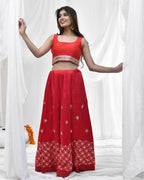 Amodini Designer Studio Red Blouse with Embellished Waistband