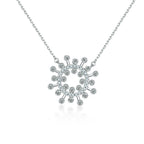 Cauer Moissanite Round Pendant Necklace in 925 Sterling Silver, White Gold Plated