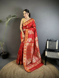 Joban Fashion Red Paisley Soft Silk Banarasi Saree - Distacart