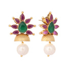 Nuyug 22K Gold-Plated Pearl Drop Floral Shaped Stud Earrings - Distacart