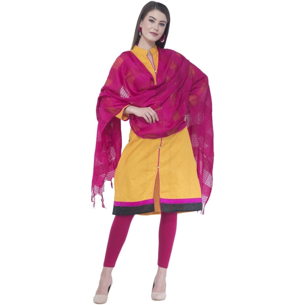 A R SILK Magenta Color Window Square Dupattas and Chunnis