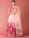House of Panchhi Rose Tone Shadding Net Sequinse Work Lehenga & Blouse, Dupatta