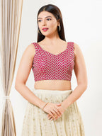 Joban Fashion Pink Silk Padded Blouse With Sweetheart Neck Sleeveless - Distacart