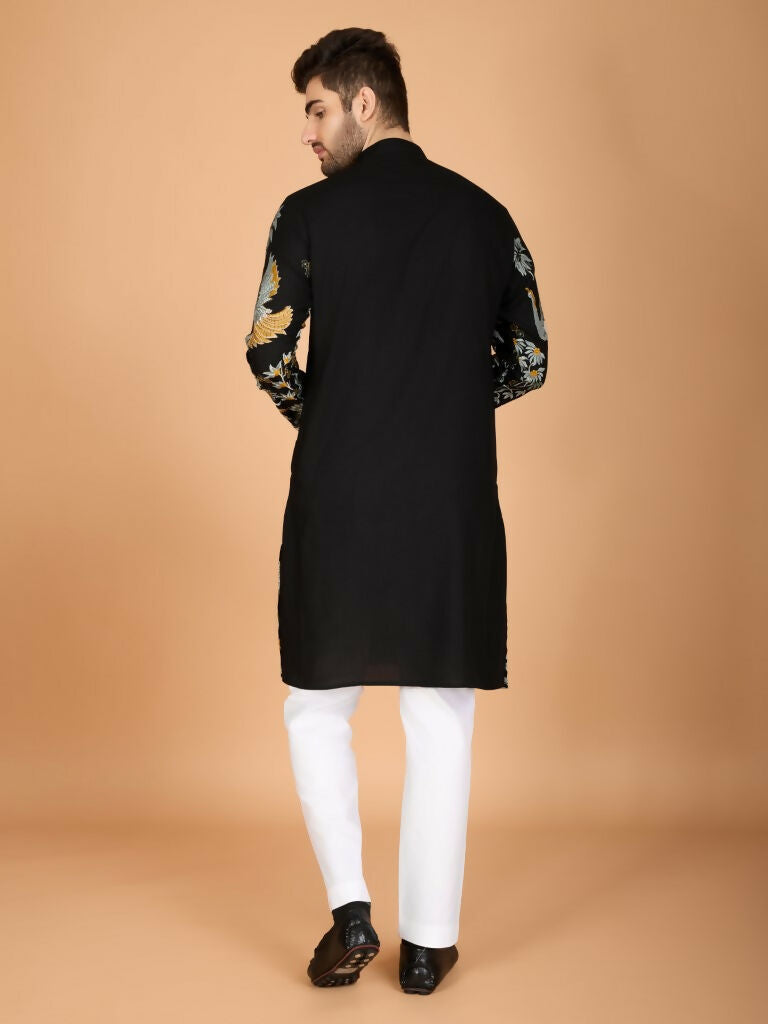 Vastranavya Exclusive Wedding Wear Viscose Rayon Thread Embroidered Work Kurta