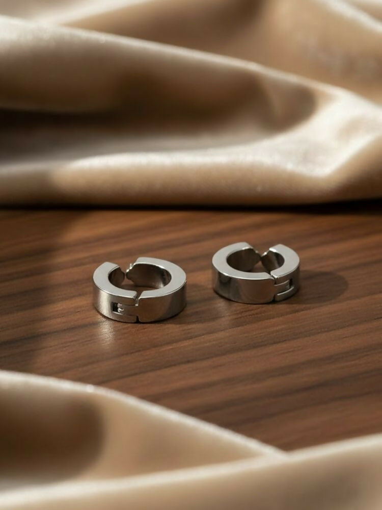NVR Men's Silver Plated Hoop Earrings - Distacart
