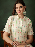 Sangria Printed Kurta With Trousers
