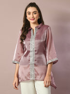 Myshka Women's Brown Solid Longline Party Tunic