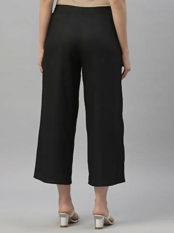Juniper Women's Black Rayon Straight Solid Pant/Slim Pant - Distacart