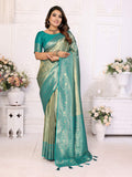 Aastha Fashion Sea Green Tissue Silk Weaving Saree - Distacart