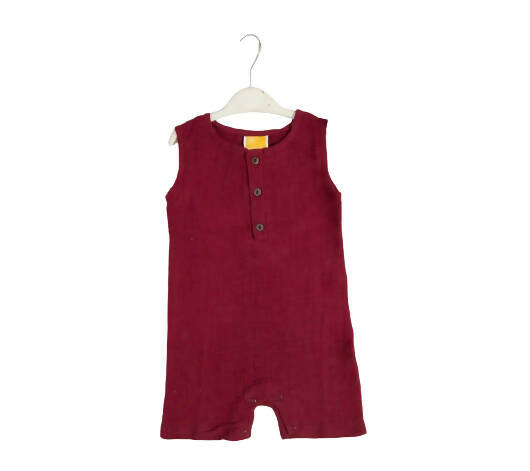 Sunshine Baby Cute Organic Muslin Cotton Sleeveless Knee Length Rompers - Maroon