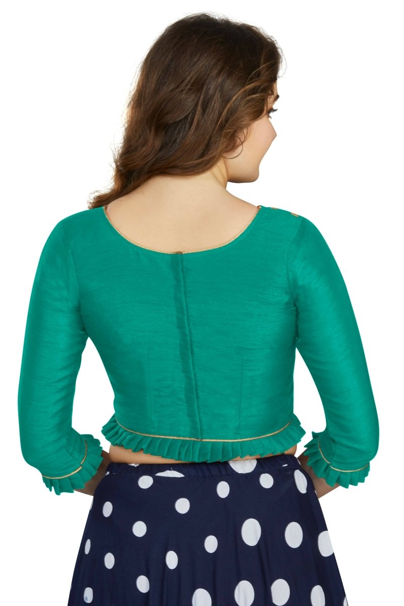 Aastha Fashion Women's Sea Green Art Silk Designer Party Wear Readymade Blouse