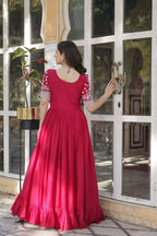 Vastranavya Turquoise Star Georgette with Embroidery Beads Sequins Work Fancy Kurti & Lehenga