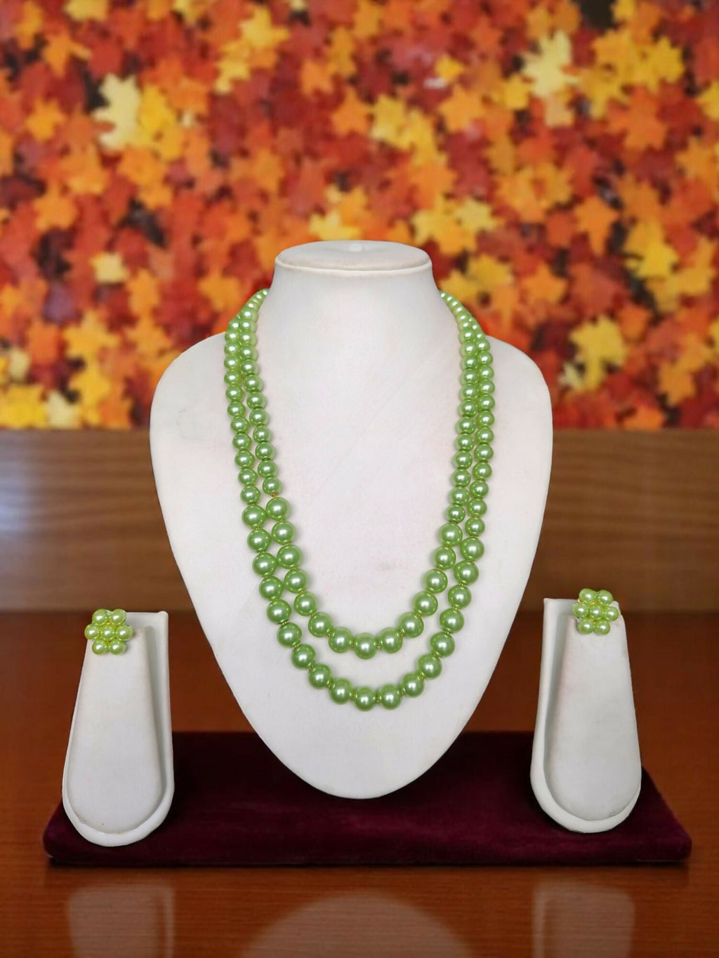 Inhanns Everyday Workwear Pearl Set (Double Layered Pearls) - Pista Green