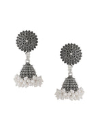NVR Women Silver Toned Dome Shaped Jhumkas Earrings - Distacart