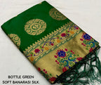Green Pure Silk Woven Design Saree with Unstitched Blouse - A2M