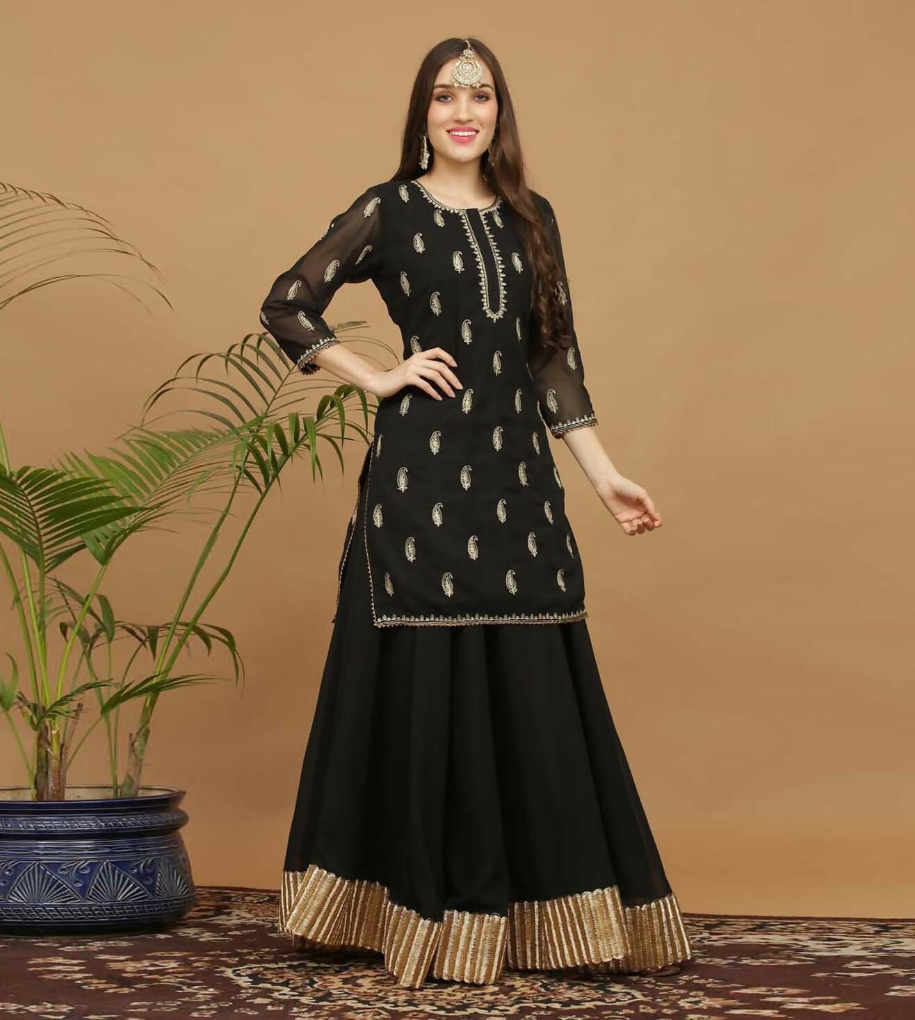 Joban Fashion Black Georgette Lehenga Set