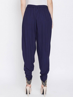 Cheera Women's Navy Viscose Rayon Dhoti With Golden Lace