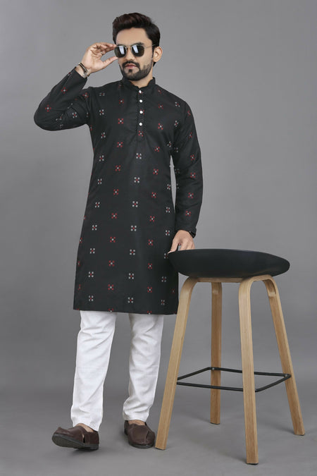 Anaita Black Weaving Linen Cotton Straight Kurta