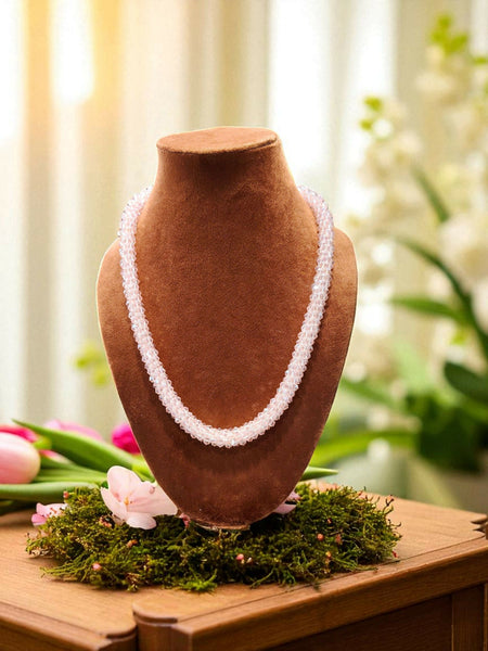 Inhanns Noor-E-Jalwa – Handmade Crystal Bead Necklace -Adjustable - Baby Pink