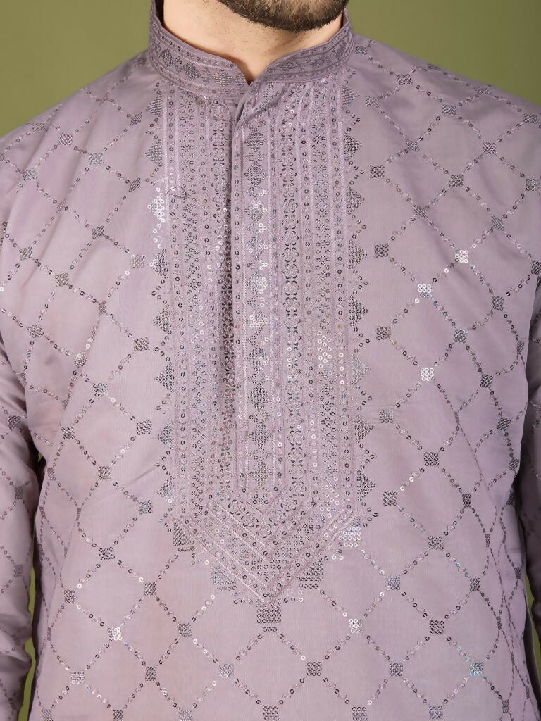 Vastranavya Dusty Peach Exclusive Festival Wear Viscose Silk Thread with Sequence Embroidered Work Kurta with Dupatta