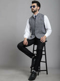 Even Apparels Nehru Jacket With Welt Pockets - Grey