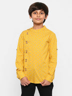 Manet Ethnic Full Sleeves Candy Printed Shirt - Yellow