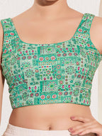 Joban Fashion Sea Green Viscose Rayon Padded Blouse With Square Neck Sleeveless - Distacart