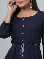 Juniper Women's Navy Rayon Slub Solid Dress - Distacart
