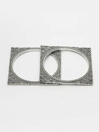 NVR Women's Set of 2 Silver-Toned Oxidized Square Shaped Bangles - Distacart