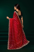 Joban Fashion Red Net Party Wear Sarees - Distacart