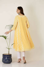 Joban Fashion Yellow&White Georgette Kurta Set - Distacart