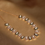 Double Mufli (peanut) Meenakari and Diamond Neckpiece (Gold) - Ruby Raang