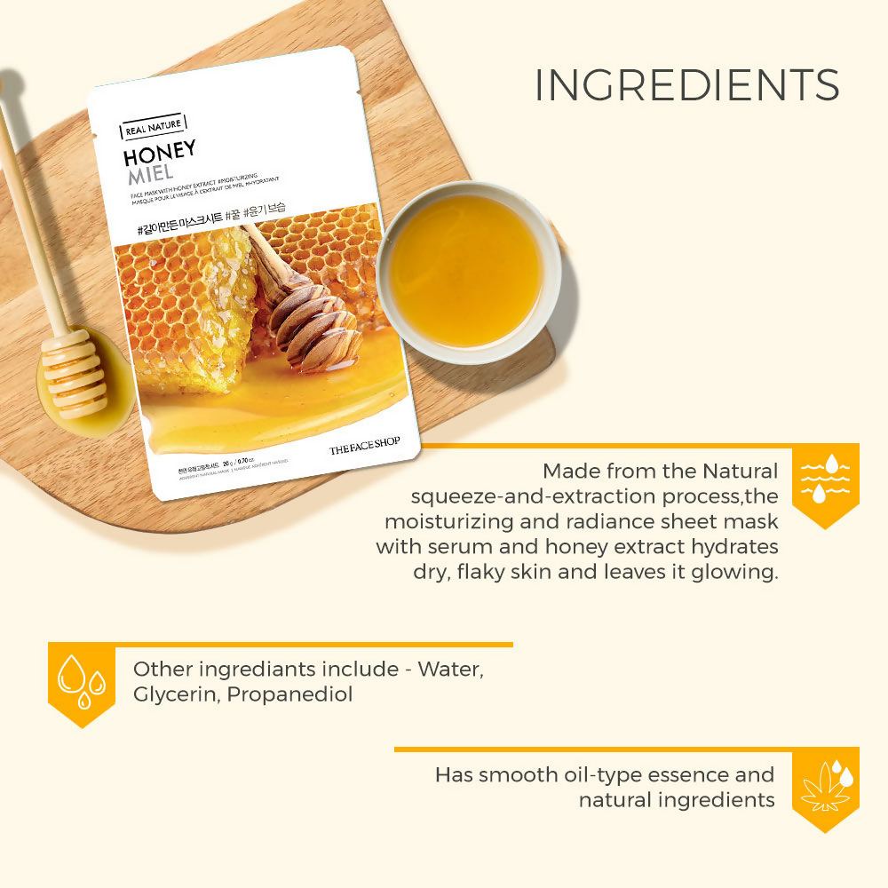 The Face Shop Real Nature Honey Miel Face Mask - Distacart