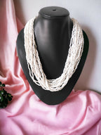 Inhanns Handmade Beaded Multilayer Necklace, 20 Layers - White