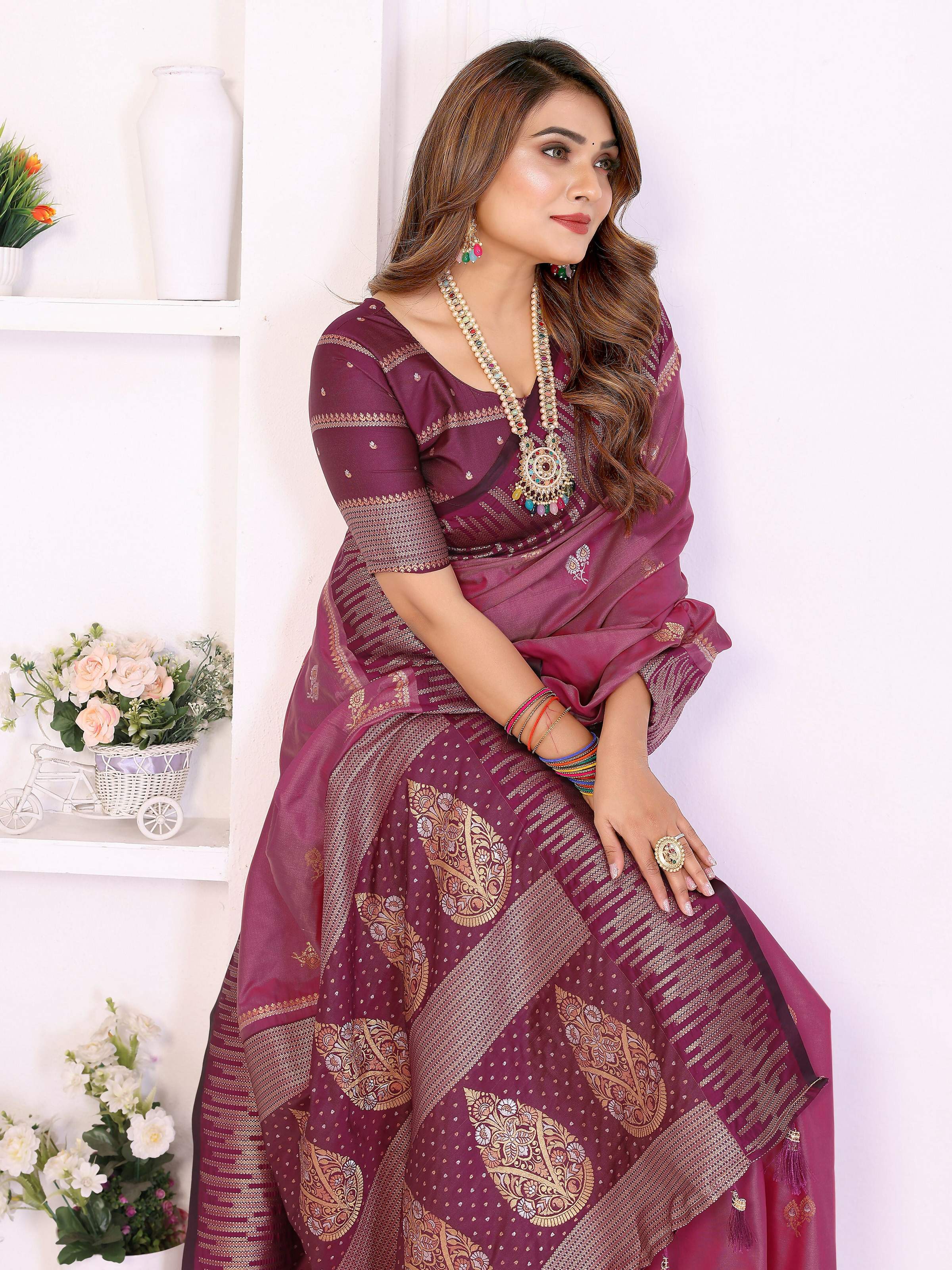 Aastha Fashion Magenta South Soft Silk Zari Weaving Saree - Distacart