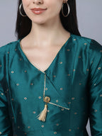 Myshka Green Red Ethnic Motifs Ethnic Anarkali Dress With Dupatta - Distacart
