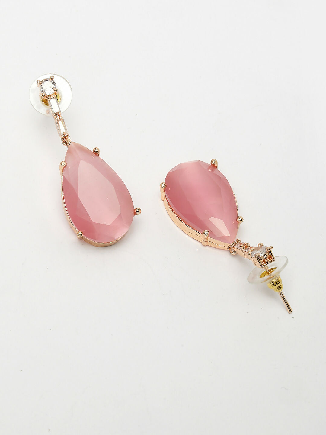 NVR Women's Rose Gold Artificial Stones Studded Handcrafted Jewellery Set